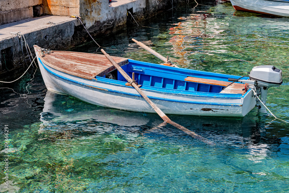 Fishing boat with a motor. The Mediterranean Fishing boat with a motor. The Mediterranean