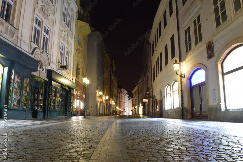 Downtown of Prague at night (near Old Town Square), Czech Republic