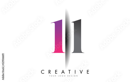 11 1 1 Number Logo with Creative Shadow Cut Design.