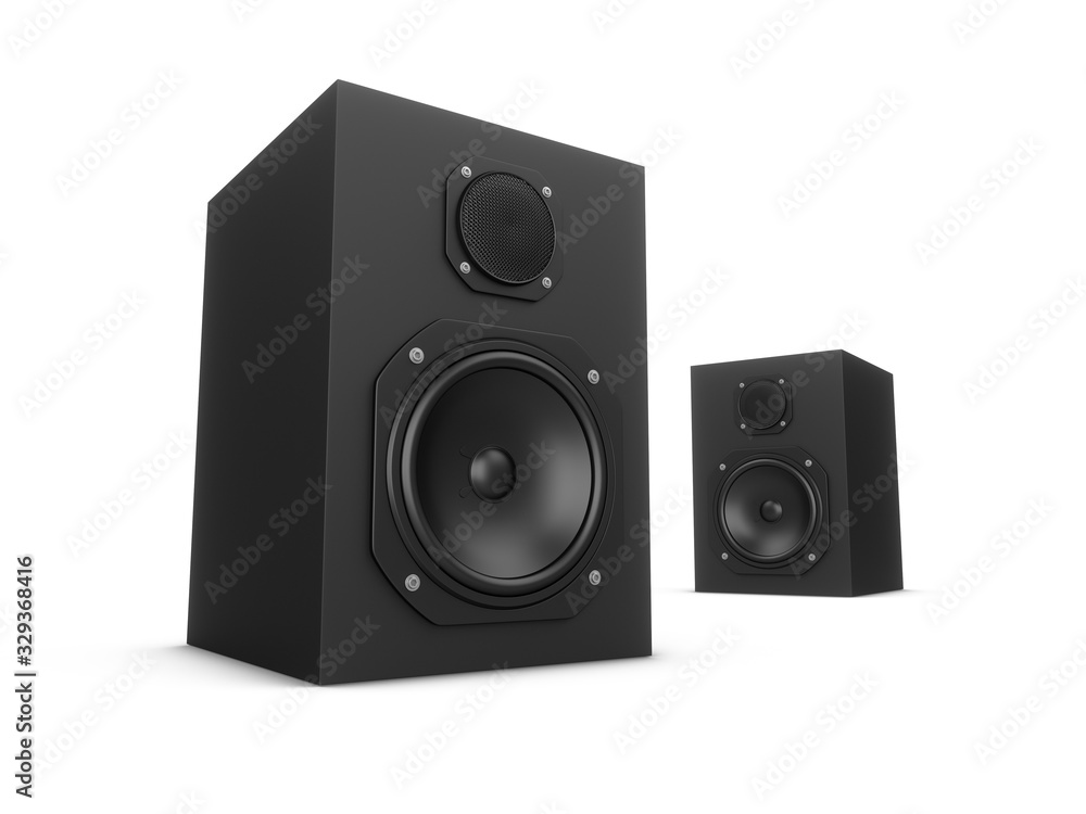 3D rendering speakers isolated on white background 3D rendering speakers isolated on white background
