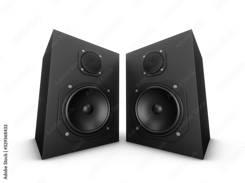 Fototapeta premium 3D rendering speakers isolated on white background