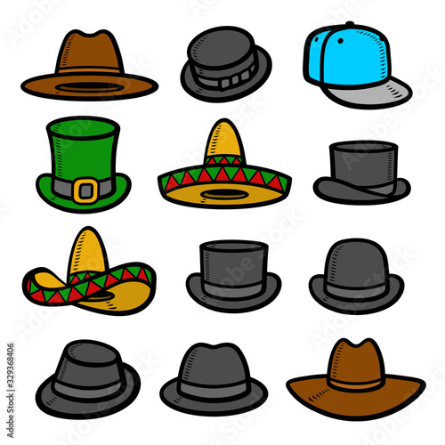 Hats collection set. Collection icon hat. Vector