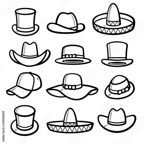 Hats collection set. Collection icon hat. Vector