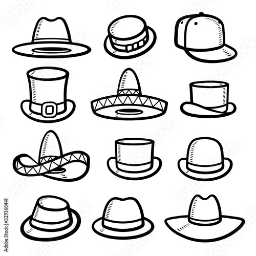 Hats collection set. Collection icon hat. Vector
