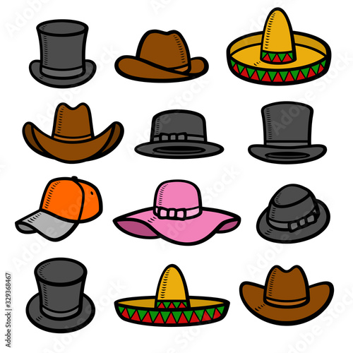 Hats collection set. Collection icon hat. Vector