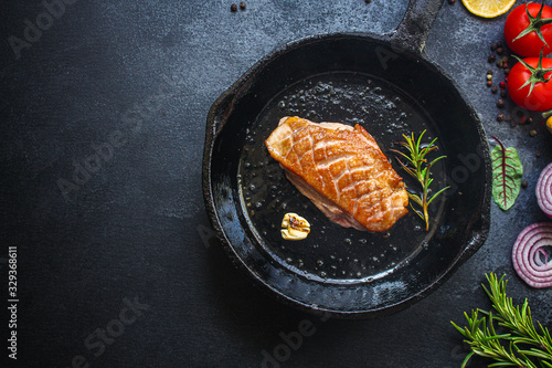 roasted duck breast grilled meat. Menu concept food background keto or paleo diet. top view. copy space for text