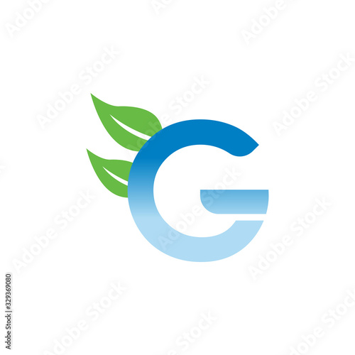 logo leaf with letter g vector design