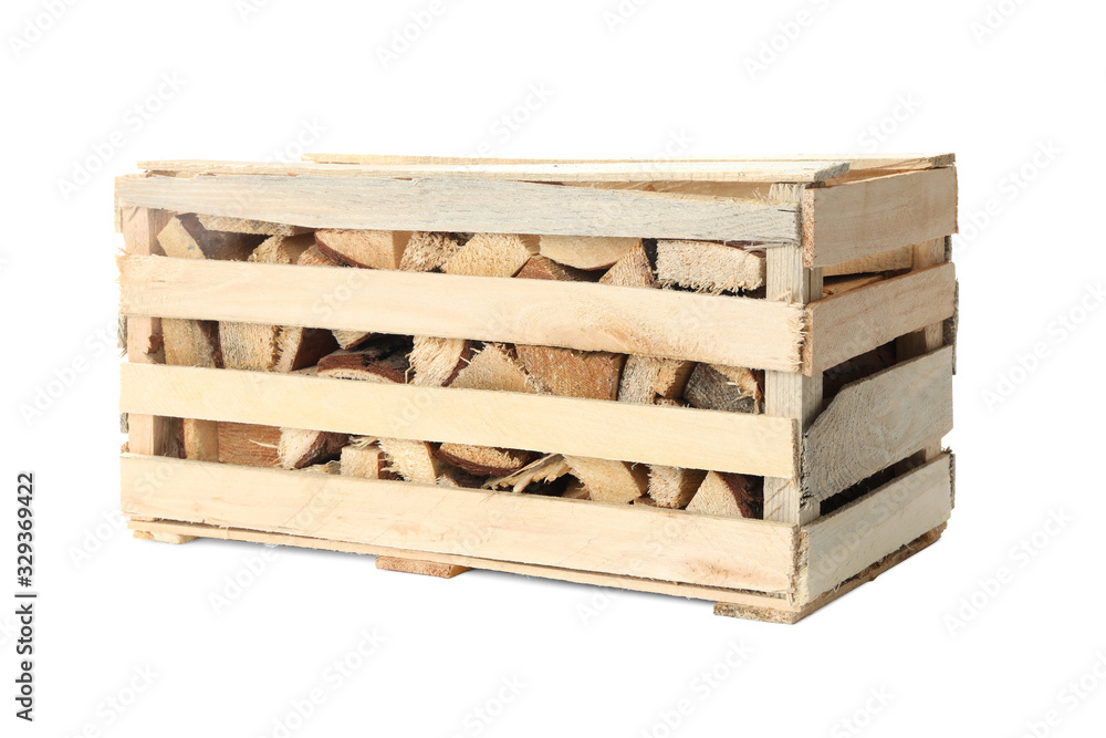 Cut firewood on white background. Heating in winter Cut firewood on white background. Heating in winter