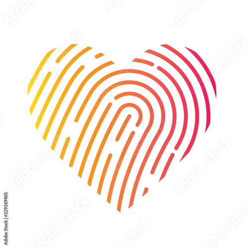 gradient fingerprint heart icon- vector illustration