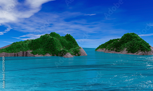 View of the sea, islands an...