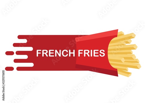 Fast Food French fries vector logo design. Quick delivery with fast speed effect concept . photo