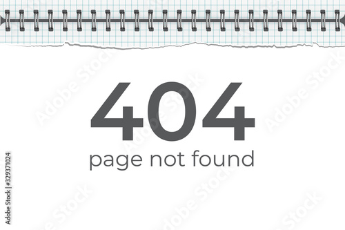 404 page not found concept with torn paper. Vector design element.