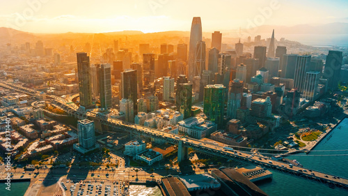 Downtown San Francisco aerial view of skyscrapers photo