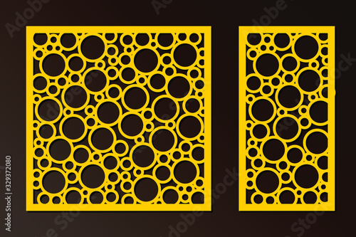 Laser cut panel with circles. Template for laser cutting. Suitable for printing invitations, cutting stencil, wood and metal decorations.