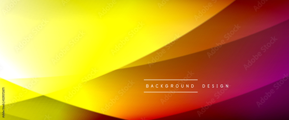 Naklejka premium Wave liquid style lines with shadows and light on gradient background. Trendy simple fluid color gradient abstract background with dynamic straight shadow line effect