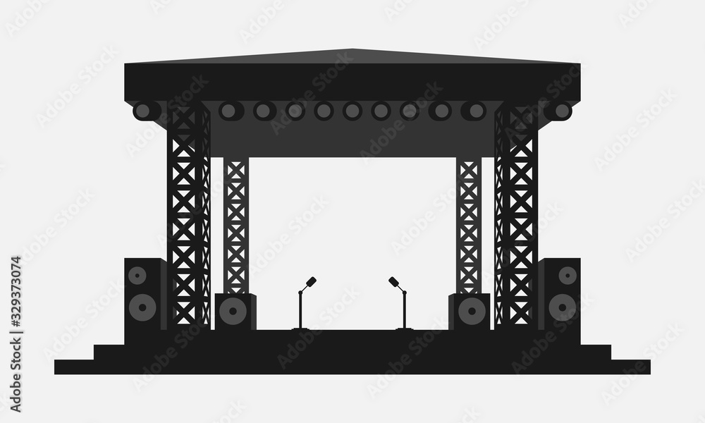 Outdoor concert stage black and white vector icon Simple flat music Outdoor concert stage black and white vector icon Simple flat music
