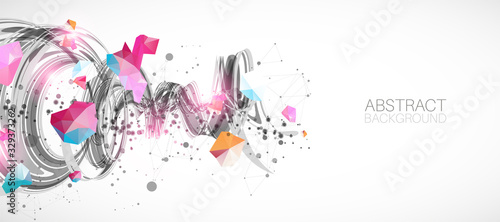 Abstract swirling colored background for design works. Futuristic geometric composition.