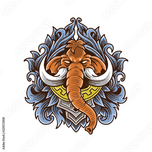 mammoth engraving style vector illustration