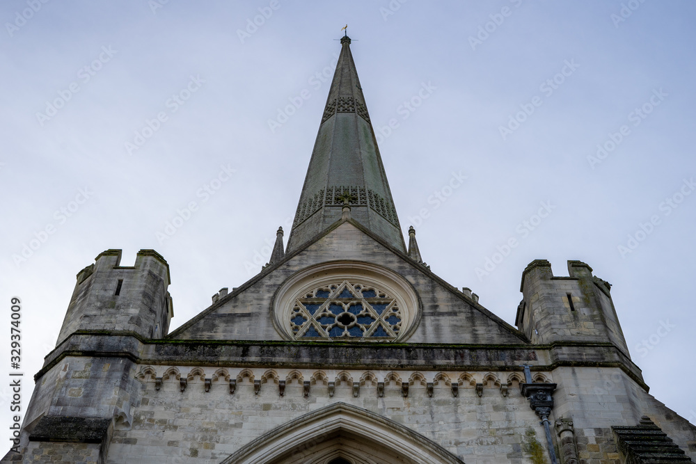 The spire of chichester cathedral, West sussex, A British cathedral built in 1075 The spire of chichester cathedral, West sussex, A British cathedral built in 1075
