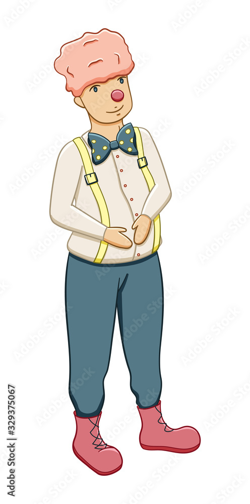 Cartoon style man in clown costume isolated illustration on white background Cartoon style man in clown costume isolated illustration on white background