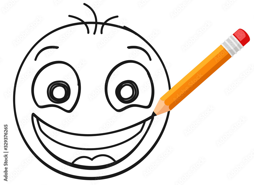 Smiley face drawn in pencil on a white. April fools day Smiley face drawn in pencil on a white. April fools day
