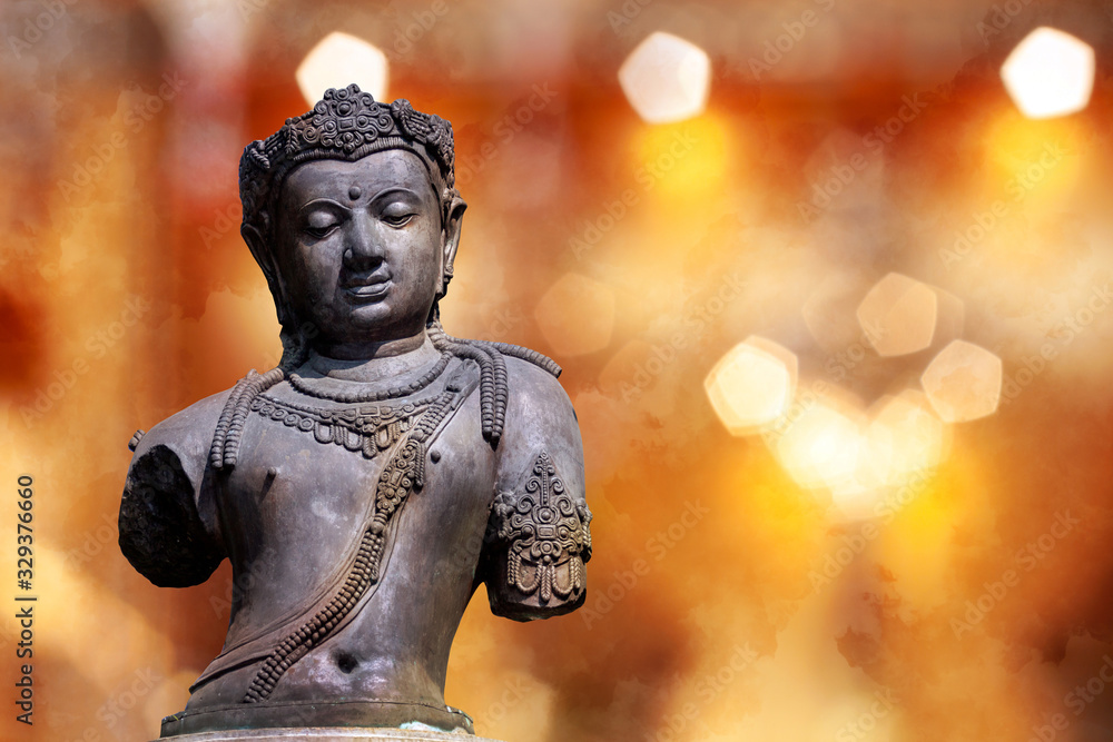 Old Buddha, Rock Buddha statue with sunlight background, Old Buddha, Rock Buddha statue with sunlight background,