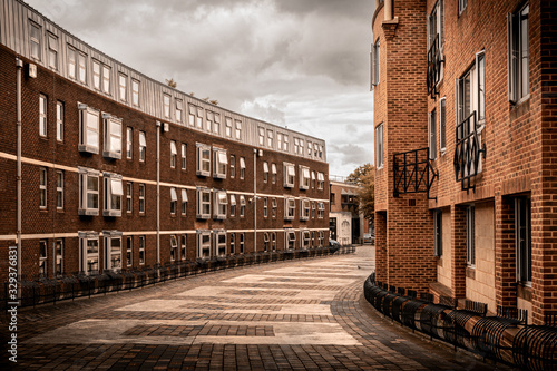 A path leading through a typical English urban street