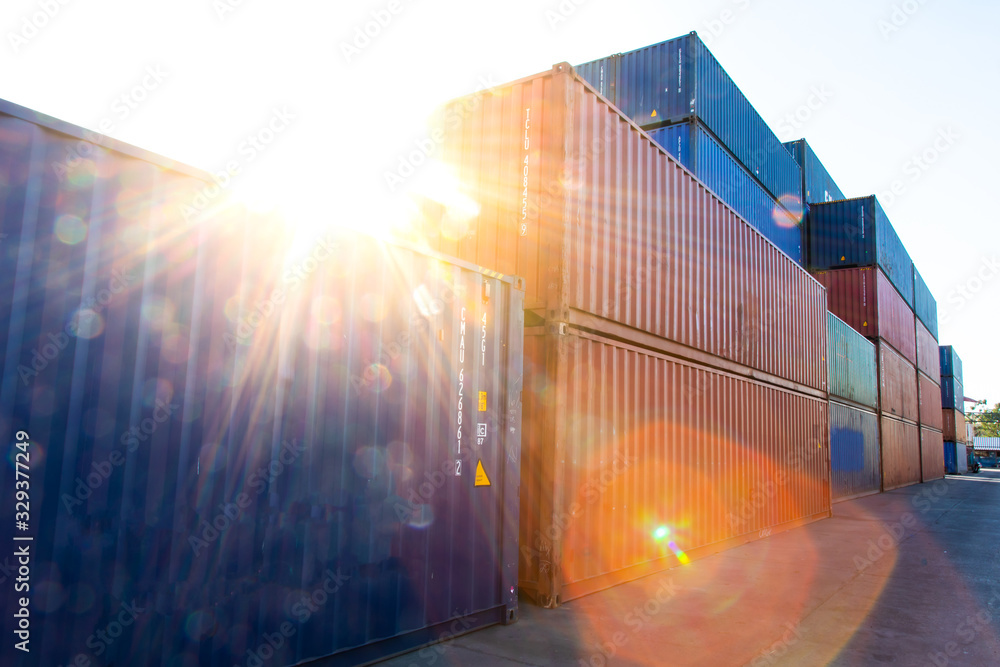 Marine and carrier insurance concept. Cargo container yard. cargo