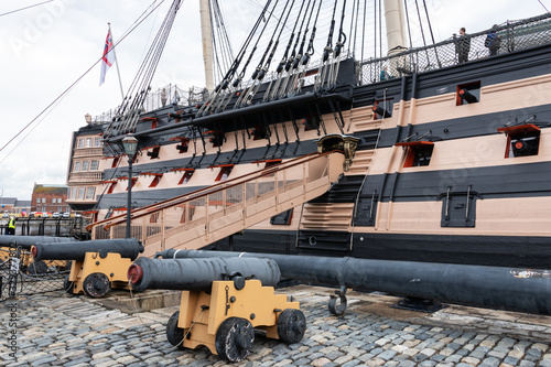  the gangway of HMS Victory in Portsmouth dockyard, The worlds oldest commissioned warship, nelsons flag ship from the battle of trafalgar photo