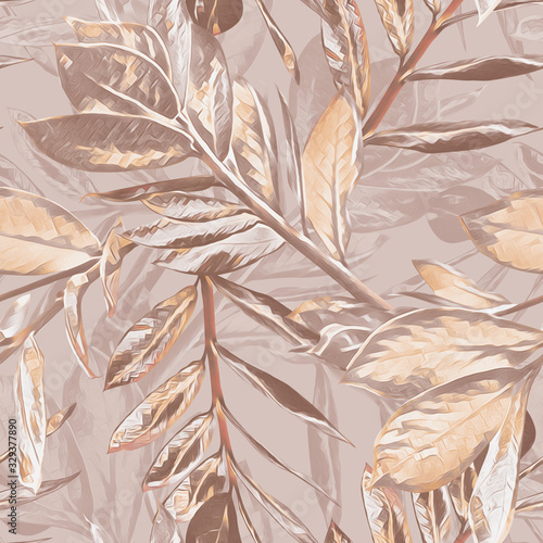 Leaves seamless pattern. Watercolor illustration.
