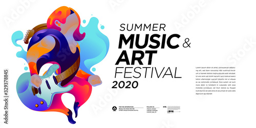 Summer Colorful Art and Music Festival Banner and Cover Template for Event, Magazine, and Web Banner.