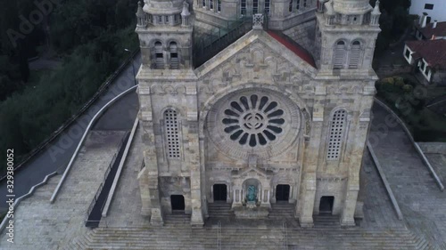 Aerial View of Santa Luzia Basilica in Viana do Castelo.Portugal .Drone Footage