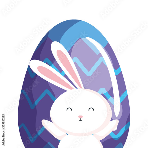 cute rabbit with egg easter isolated icon vector illustration design