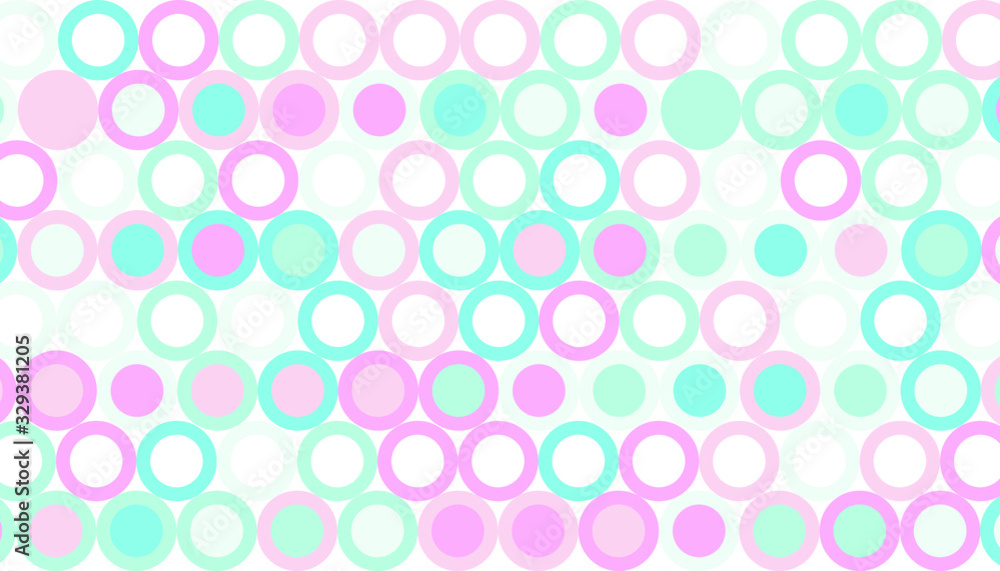 geometric seamless pattern background composed by a sequence of circles pastel colors. Repetitive geometric theme.