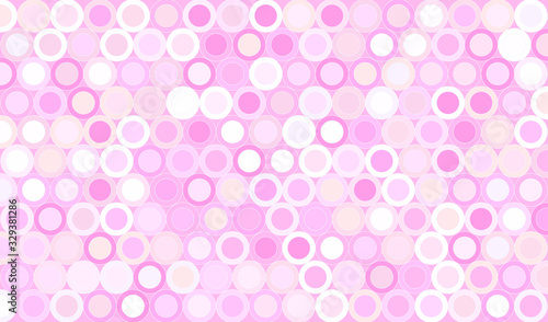 geometric seamless pattern background composed by a sequence of circles pastel pink colors. Repetitive geometric theme.