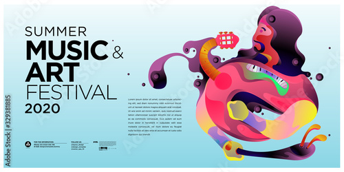 Summer Colorful Art and Music Festival Banner and Cover Template for Event, Magazine, and Web Banner.