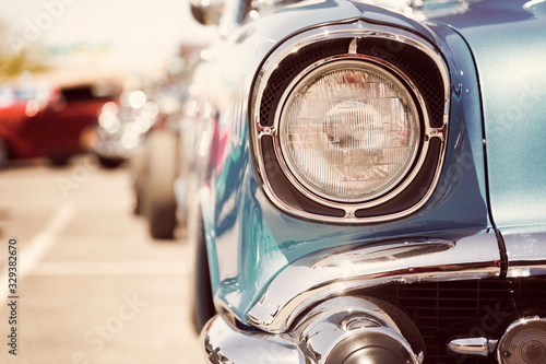 old classic car front close-up, cars street show