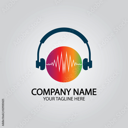 Headphone DJ, Music Studio Recording, Soundwave Logo Design Inspiration