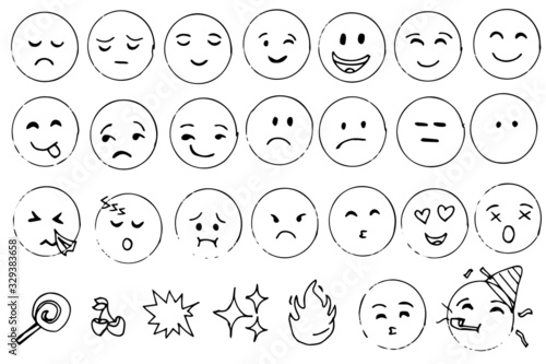 hand drawn set element emoji for concept and design