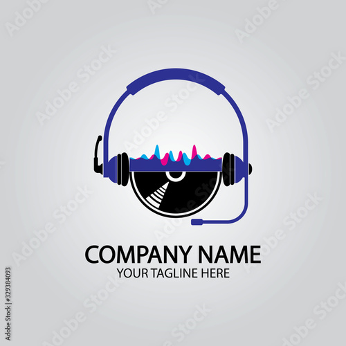 Headphone DJ, Music Studio Recording, Soundwave Logo Design Inspiration