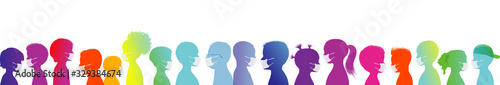 Group of children protecting themselves against pandemic epidemic infection.Group of kids wearing medical masks.Virus contamination.Coronavirus wall paper.Vaccination. Antivirus.Banner