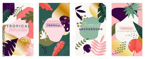 Branding packaging tropical leaf summer background