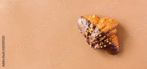 Chocolate croissant banner. 