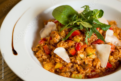 Risotto with chicken meat, ...