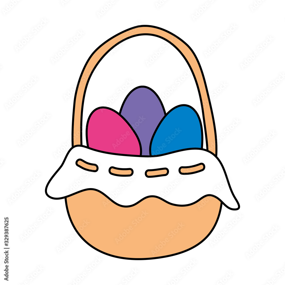 Fototapeta premium eggs easter in basket wicker vector illustration design