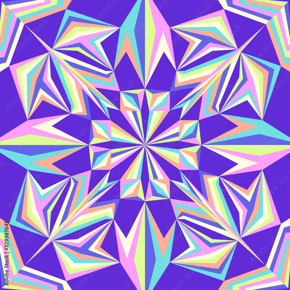 modern contemporary geometric switching colorful pattern on blue