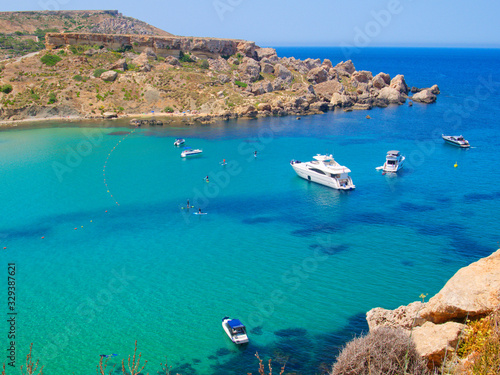 Bay by the Riviera Beach (Ghajn Tuffieha). Malta.