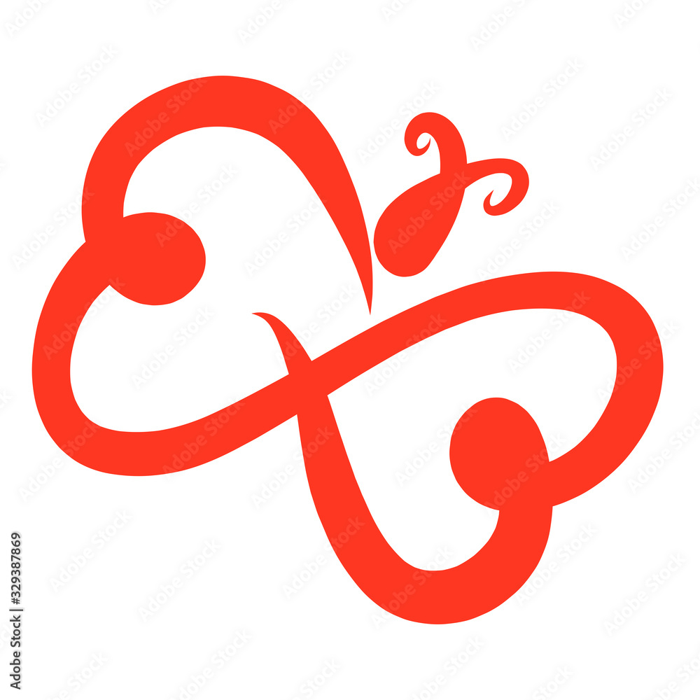 red butterfly made of hearts like an infinity sign