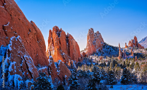 Garden of the Gods with a spring snow