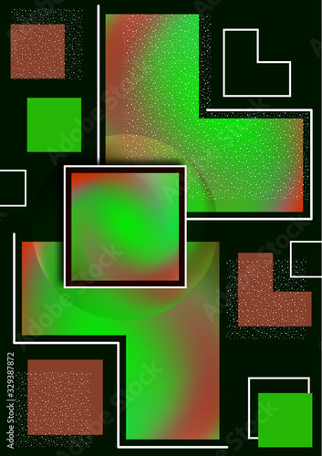 Colorful decorative composition, abstract geometric shapes texture on black. Universal cover template graphic design, minimal background pattern.